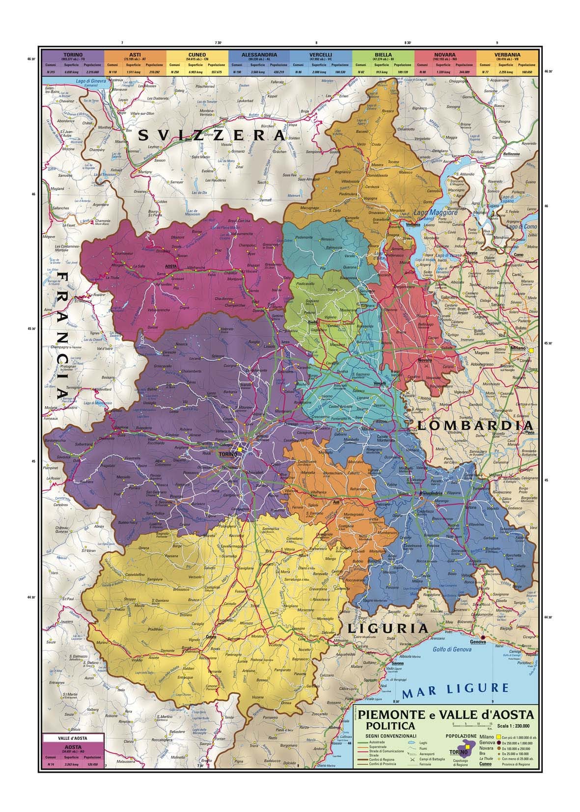 Cartina Geografica Piemonte E Valle D Aosta Fisica E Politica