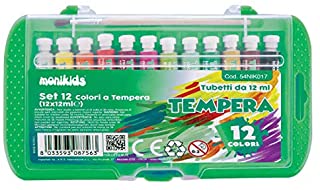 COLORI A TEMPERA SCATOLA 12 TUBETTI TEMPERE ML 12 CAD COLORI ASSORTITI